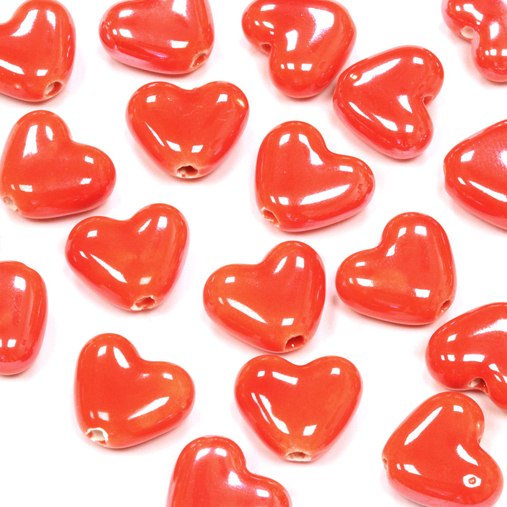 Ceramic Heart Red 12mm - Pack of 20