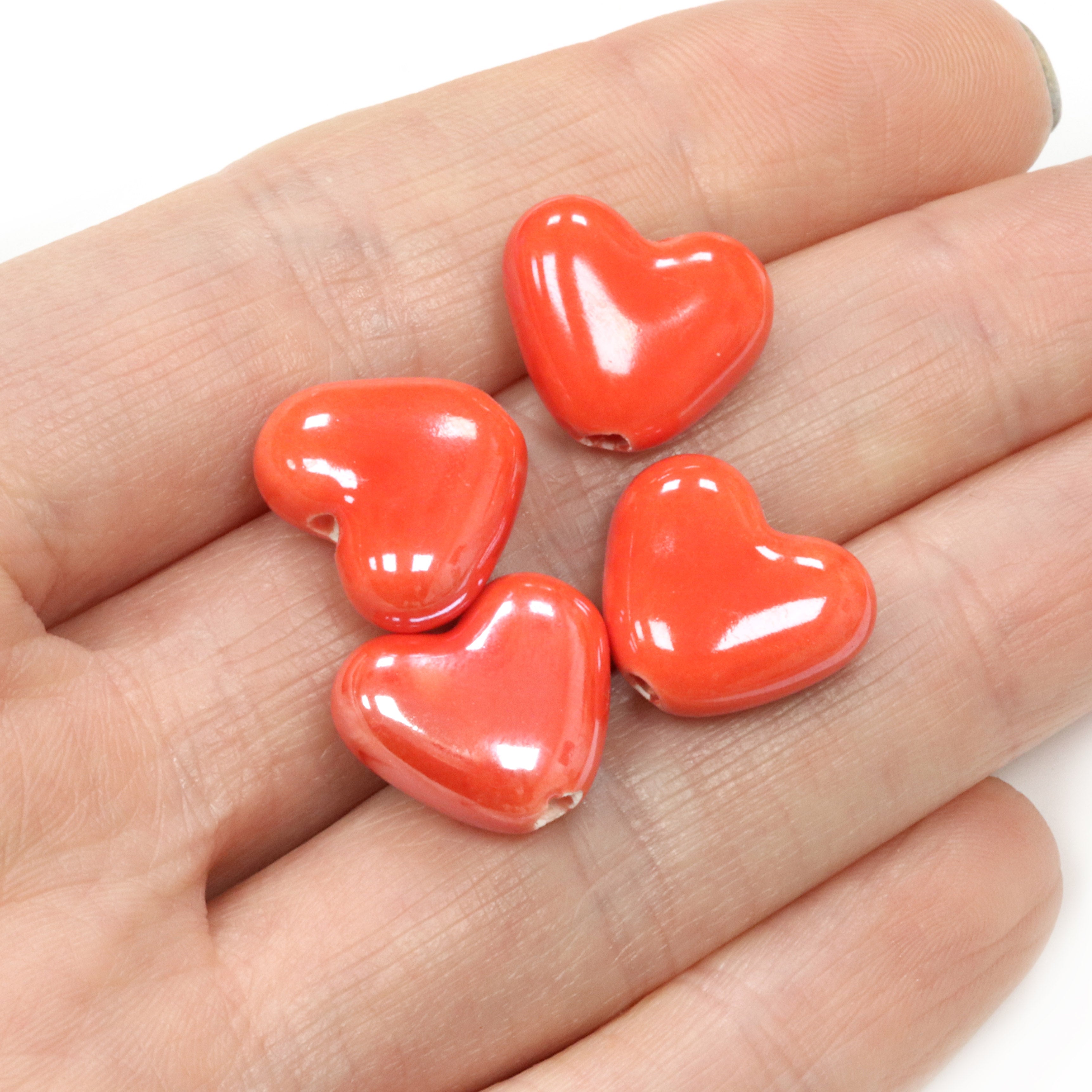 Ceramic Heart Red 12mm - Pack of 20