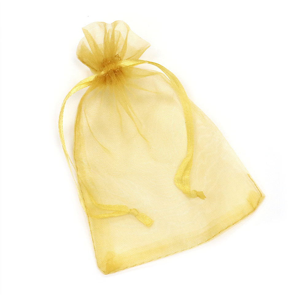 Gift Bag Gold Organza Rectangle 95x135mm-Pack of 12