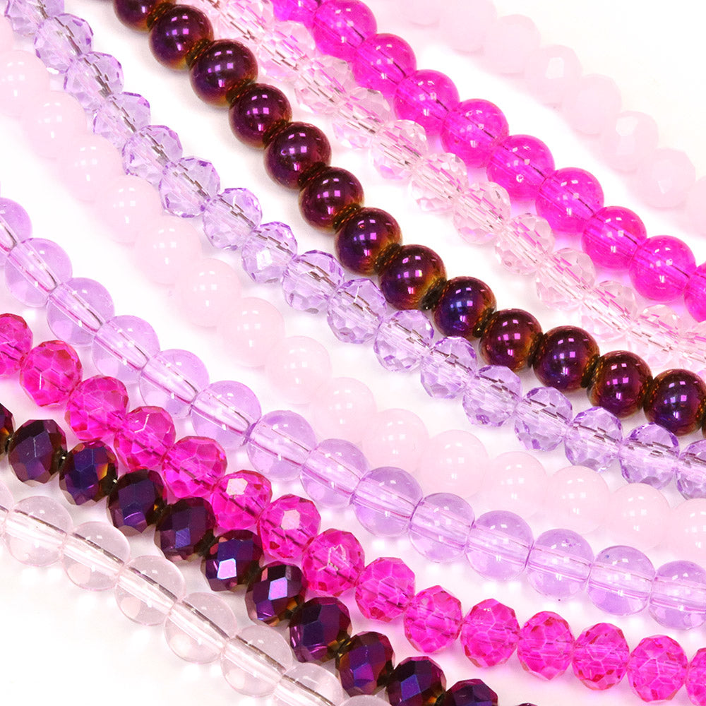 Glass Bead Bundle Pink - 10 Strands