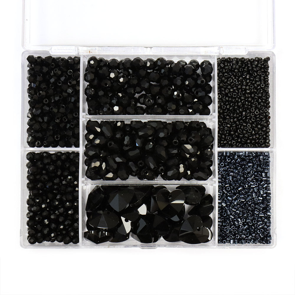 Glass Beads Box Black 120x95mm - Pack of 1