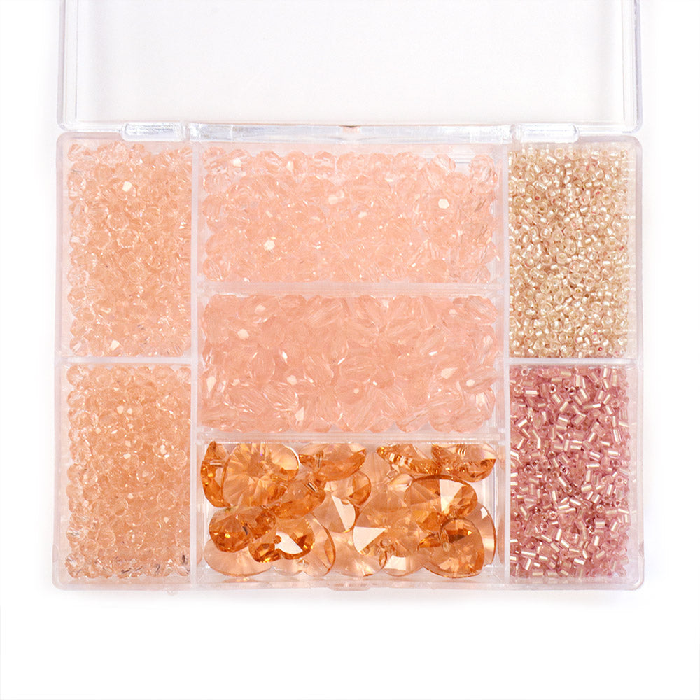 Glass Beads Box Pink 120x95mm - Pack of 1