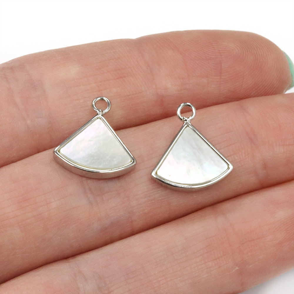 Shell Slice Charm Silver Plated 11.5x10mm - Pack of 2