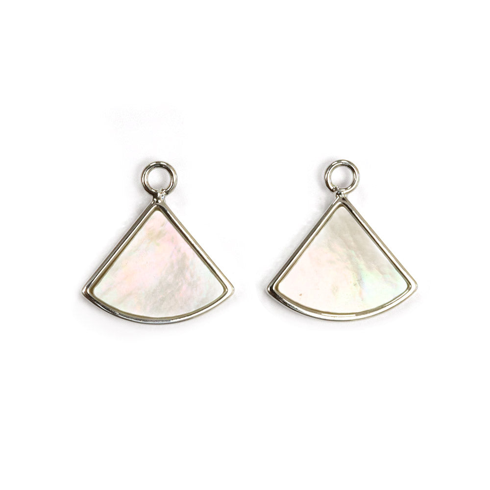 Shell Slice Charm Silver Plated 11.5x10mm - Pack of 2