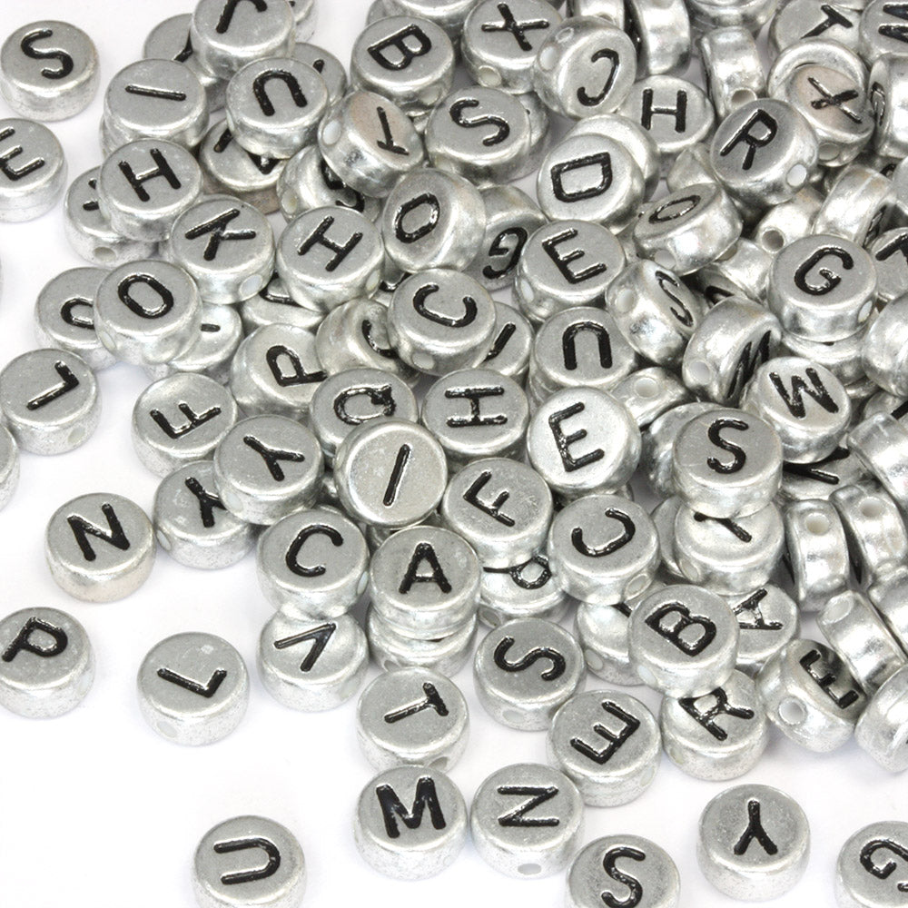 Metallic Plastic Letter Beads 4x7mm Bundle - Pack of 5