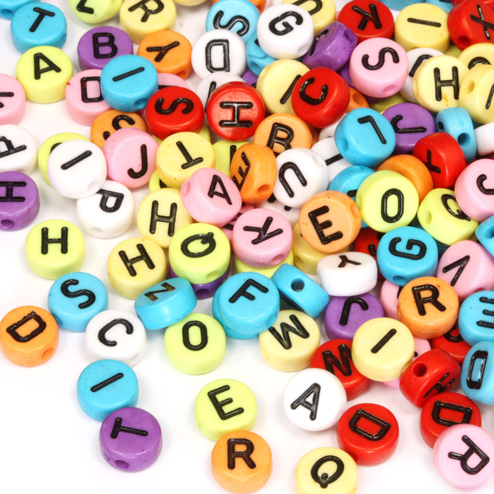Colourful Plastic Letter Beads 4x7mm Bundle - Pack of 5