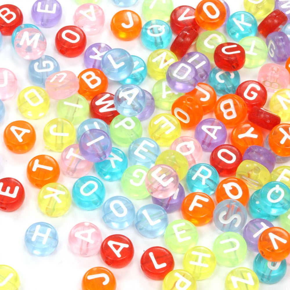 Colourful Plastic Letter Beads 4x7mm Bundle - Pack of 5