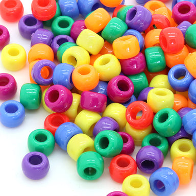 kids plastic mix of rainbow coloured  pony beads with large holes