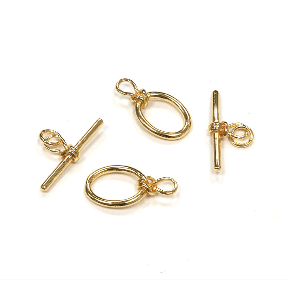 Tiny Oval Toggle Gold Plated 9mm - Pack of 2