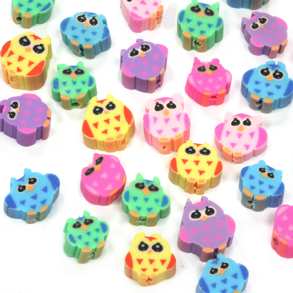 Polymer Clay Owls Mix 10mm - Pack of 50
