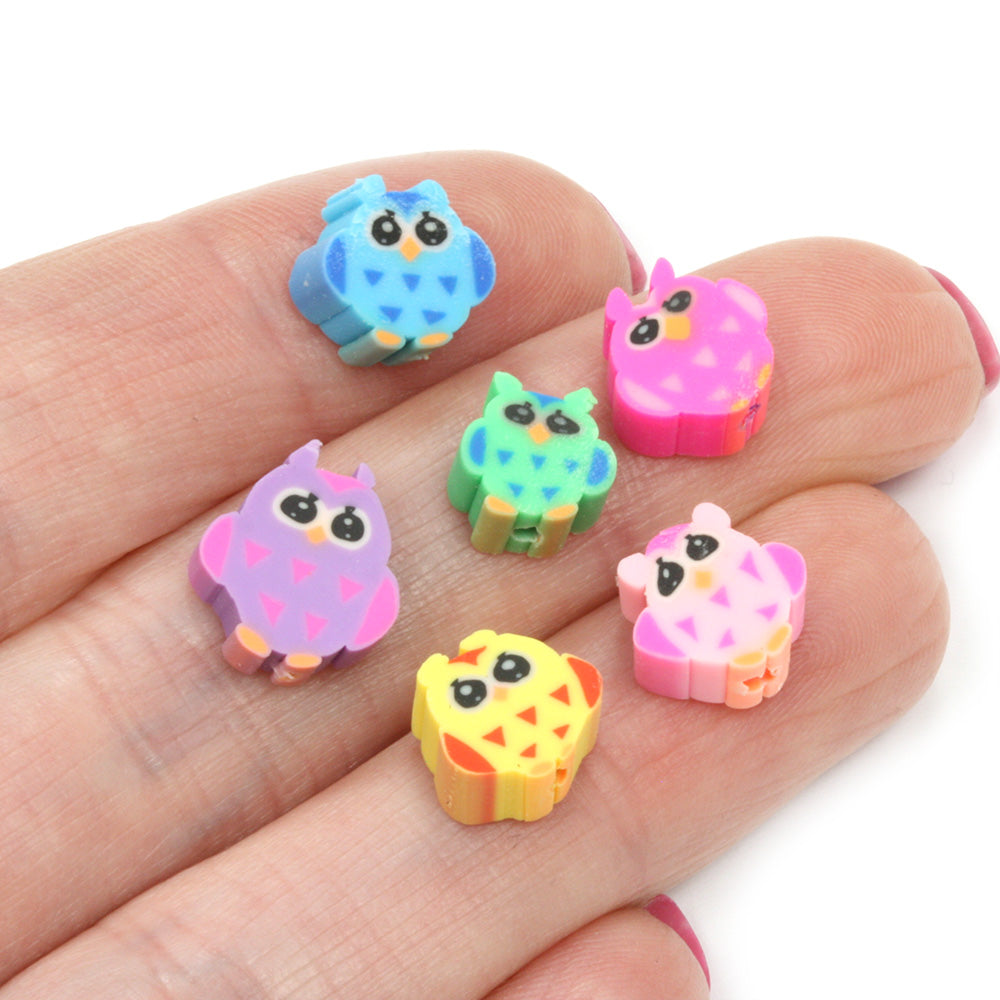 Polymer Clay Owls Mix 10mm - Pack of 50