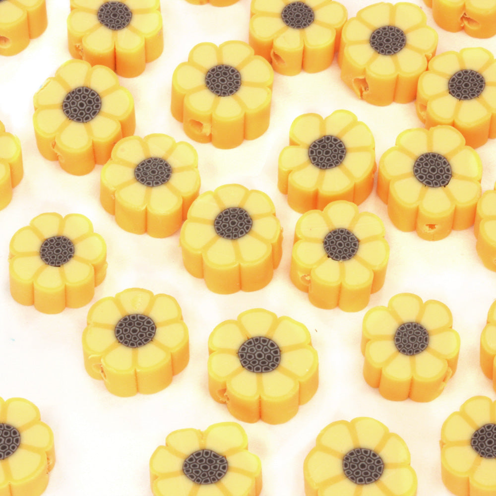 Polymer Clay Sunflower 10mm - Pack of 50