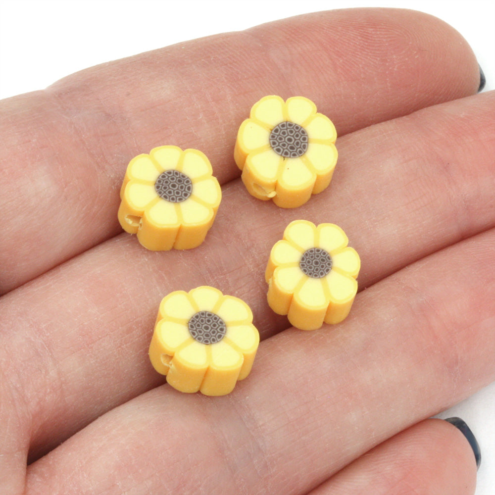 Polymer Clay Sunflower 10mm - Pack of 50