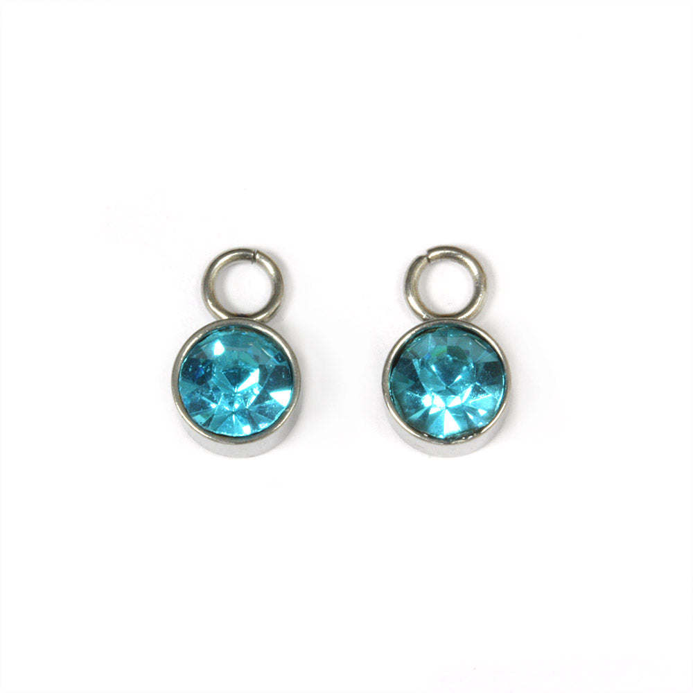 Tiny Glass Pendant Turquoise 6x9mm - Pack of 2