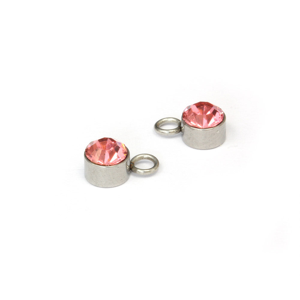 Tiny Glass Pendant Pink 6x9mm - Pack of 2
