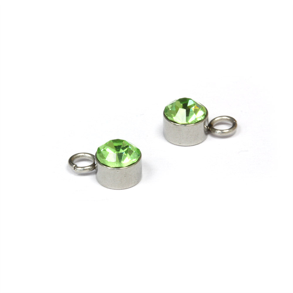 Tiny Glass Pendant Green 6x9mm- Pack of 2