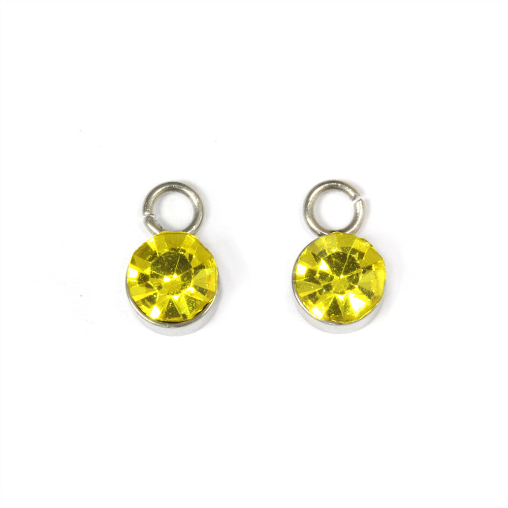 Tiny Glass Pendant Yellow 6x9mm- Pack of 2