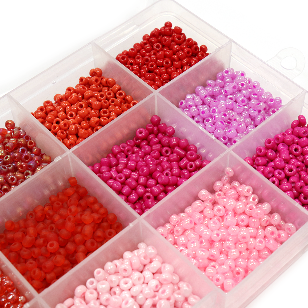 Glass Seed Beads Box Red 174x100mm - Pack of 1