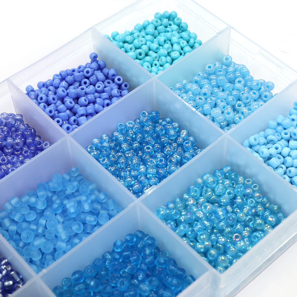 Glass Seed Beads Box Blue 174x100mm - Pack of 1