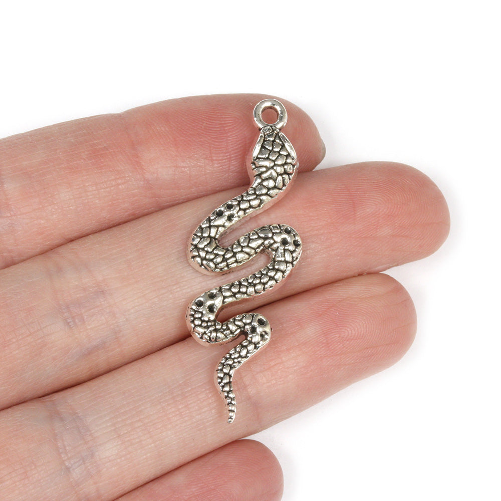 Snake Pendant Antique Silver 14.5x43mm - Pack of 10