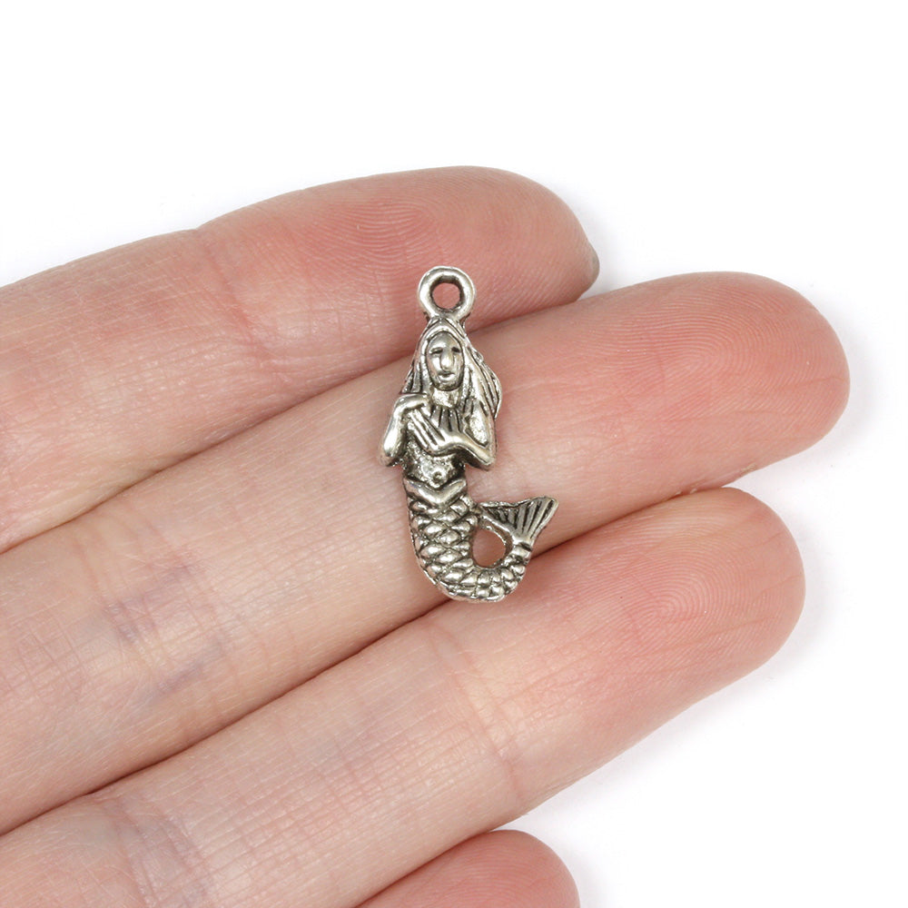 Mermaid Pendant Antique Silver 12x22.5mm - Pack of 20