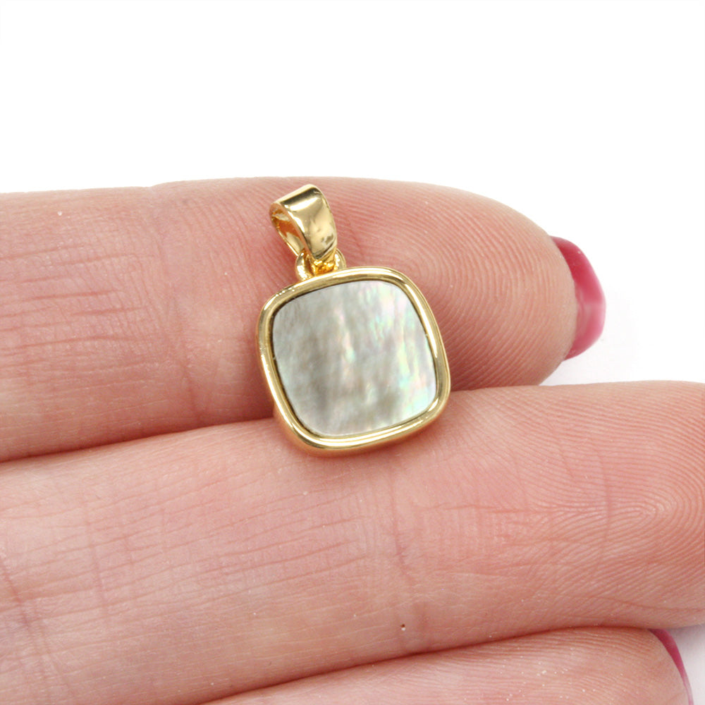 Shell Soft Square Pendant Gold Plated 17x11mm - Pack of 1