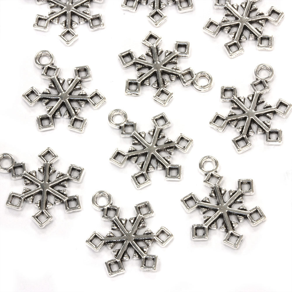 Loop Snowflake Antique Silver 14x19mm - Pack of 20