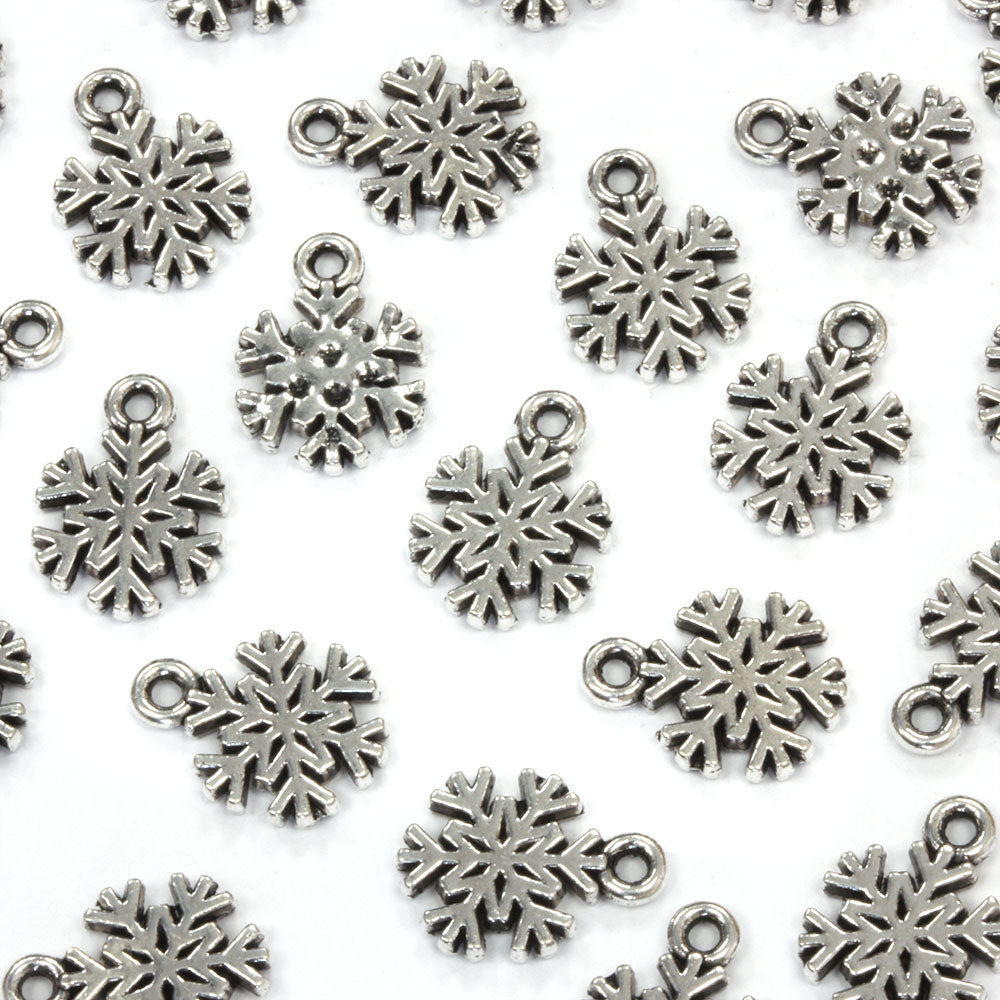Traditional Snowflake Antique Silver 12x9mm - Pack of 50