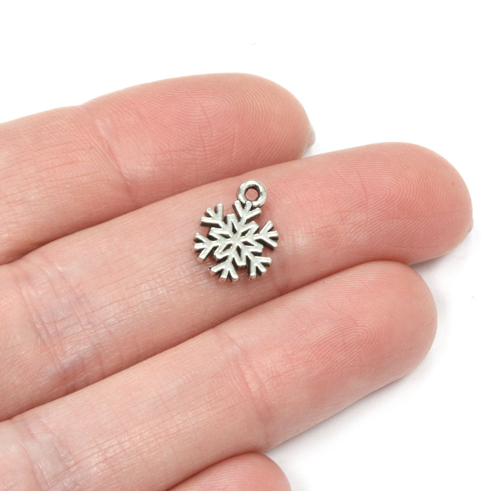 Traditional Snowflake Antique Silver 12x9mm - Pack of 50