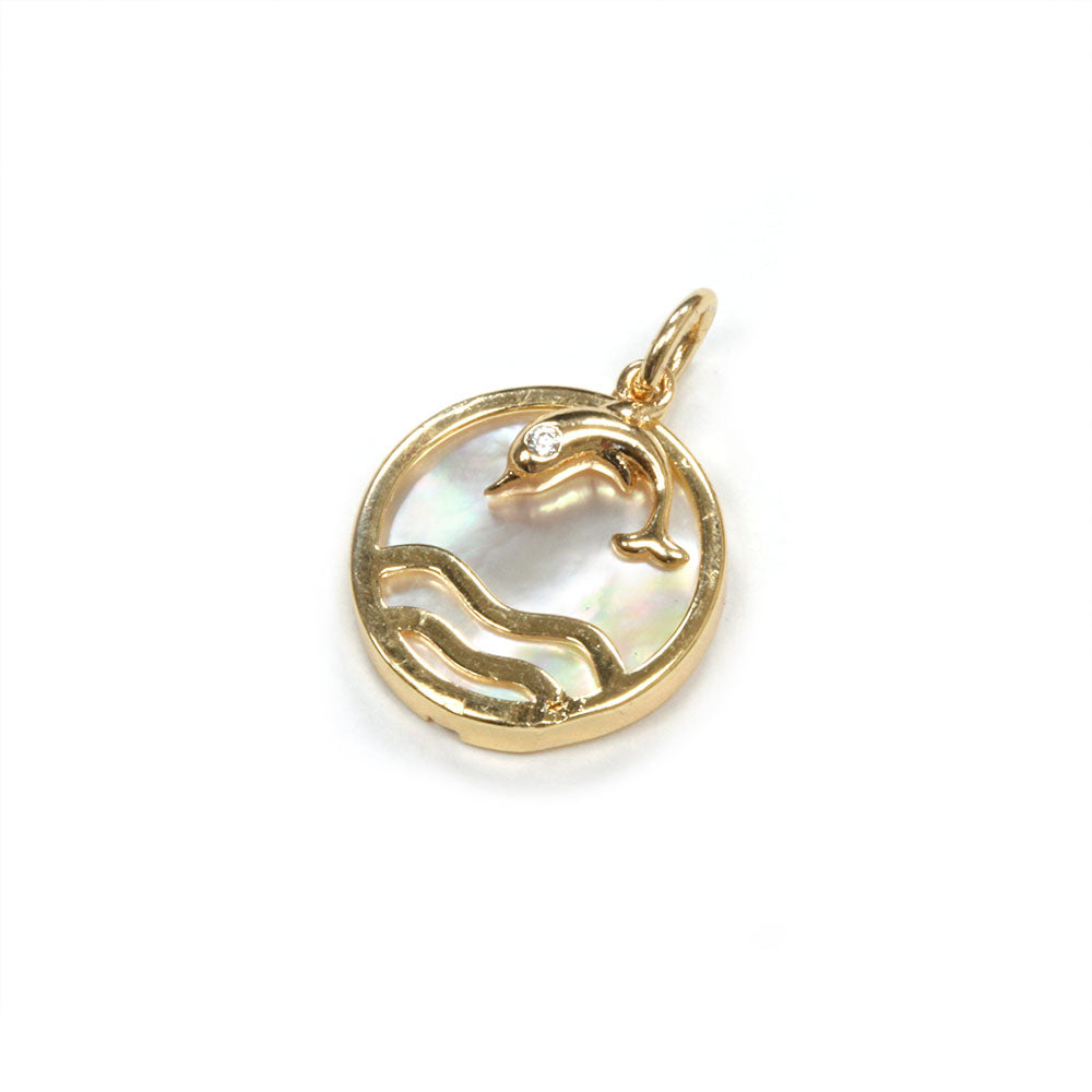 Shell Dolphin Pendant Gold Plated 15x13mm - Pack of 1