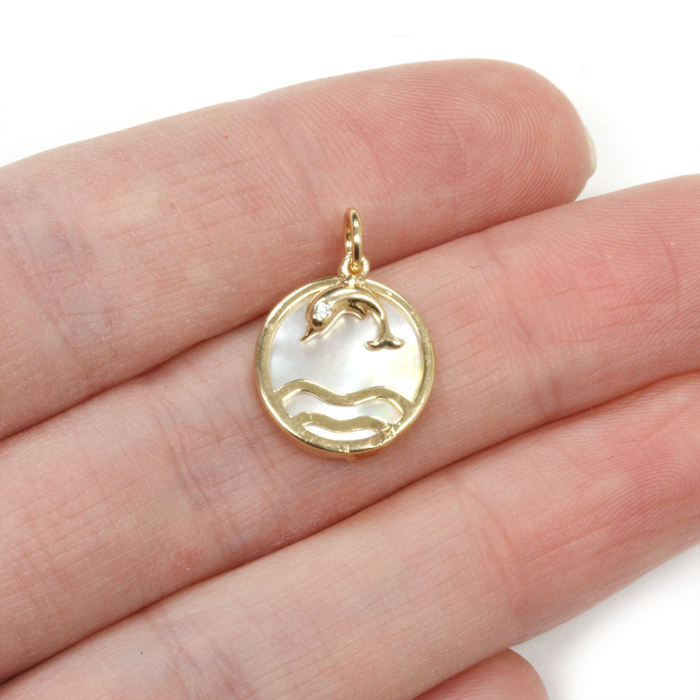 Shell Dolphin Pendant Gold Plated 15x13mm - Pack of 1