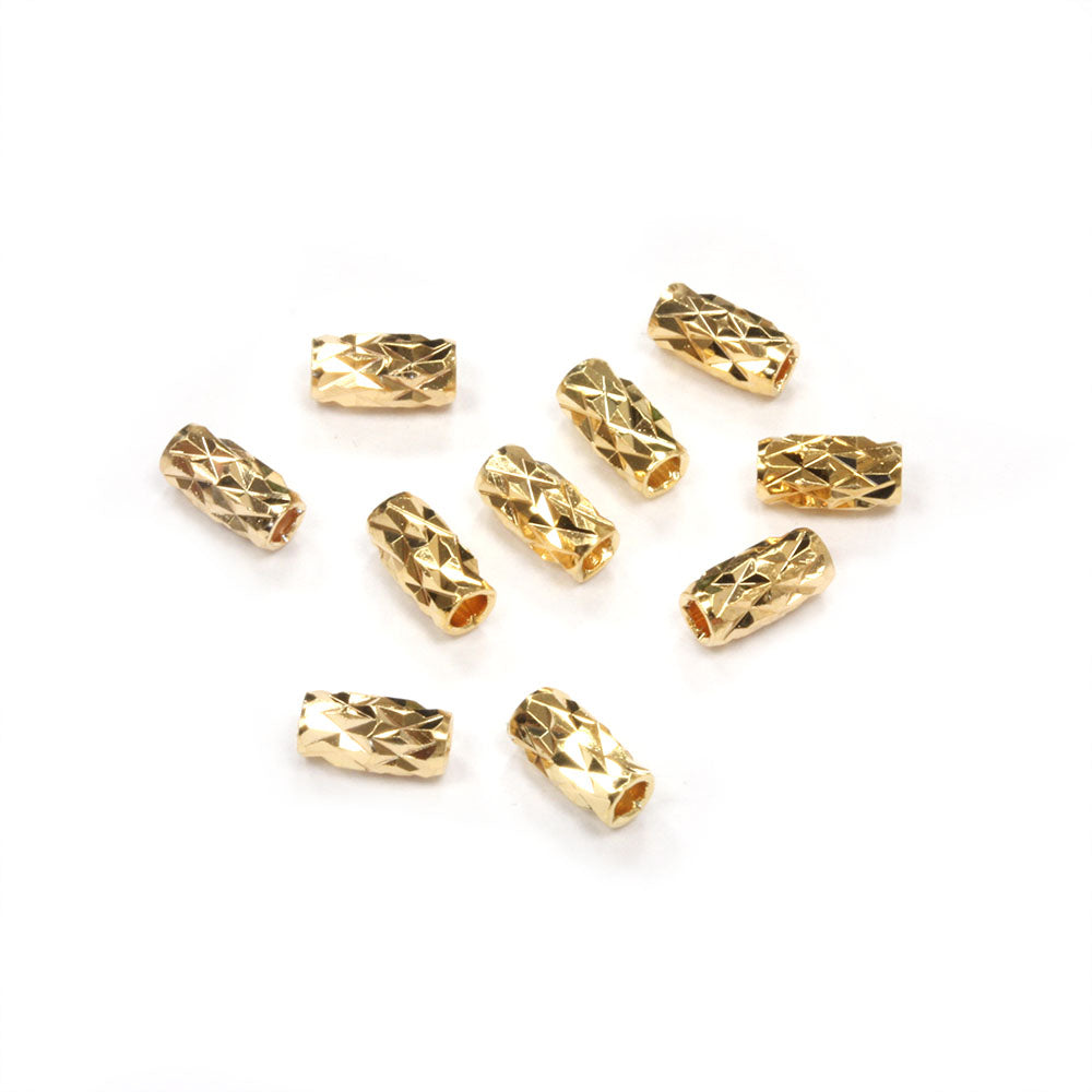 Cut Tube Bead Gold Plated 3x6mm - Pack of 10