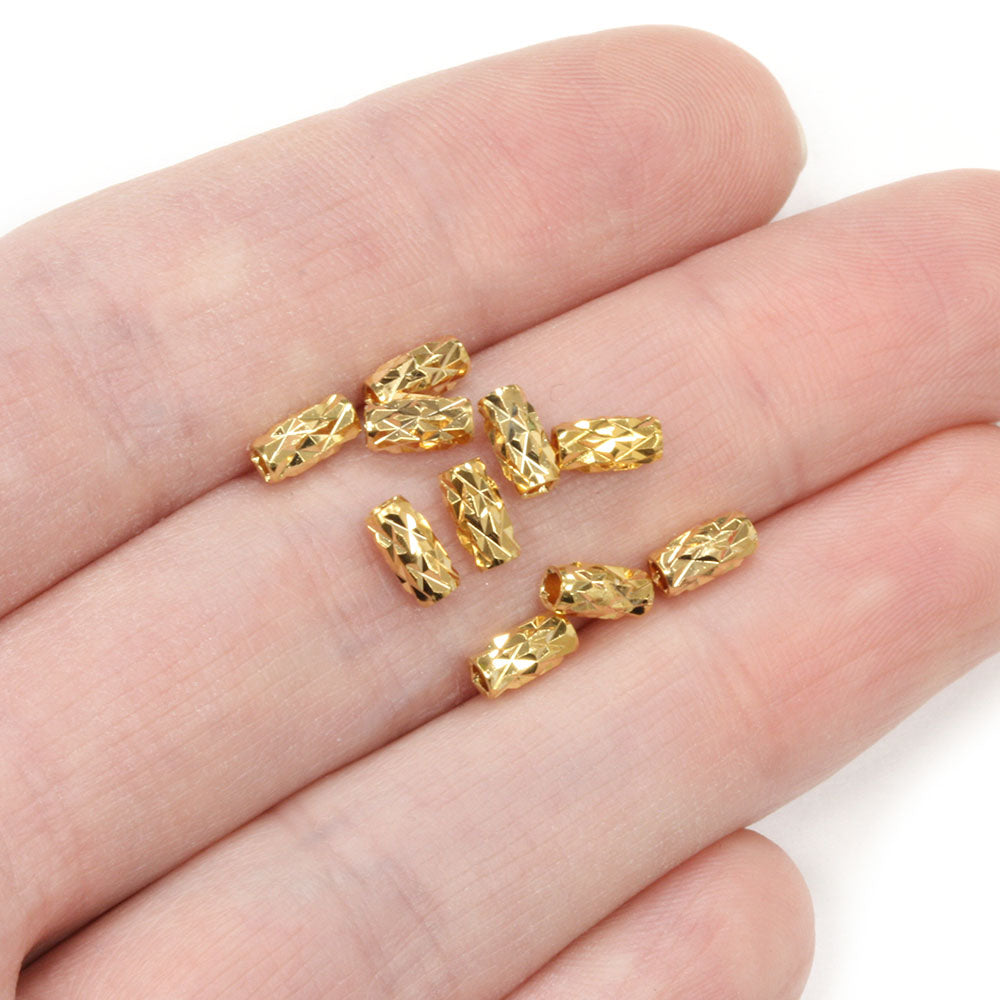 Cut Tube Bead Gold Plated 3x6mm - Pack of 10