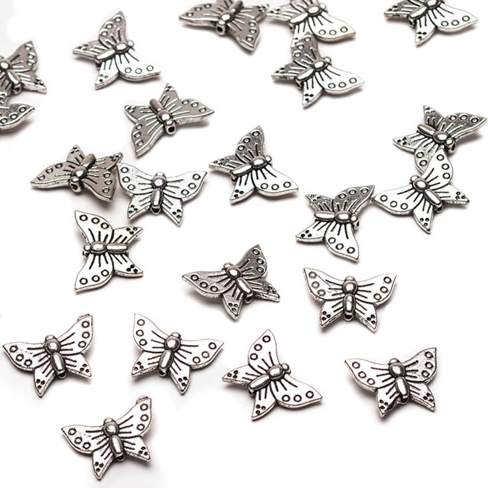 Butterfly Antique Silver 16x12mm - Pack of 30