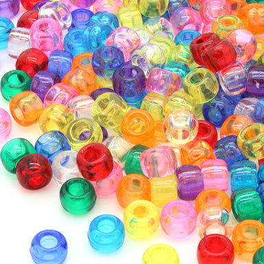 kids plastic transparent mix coloured  pony beads with large holes