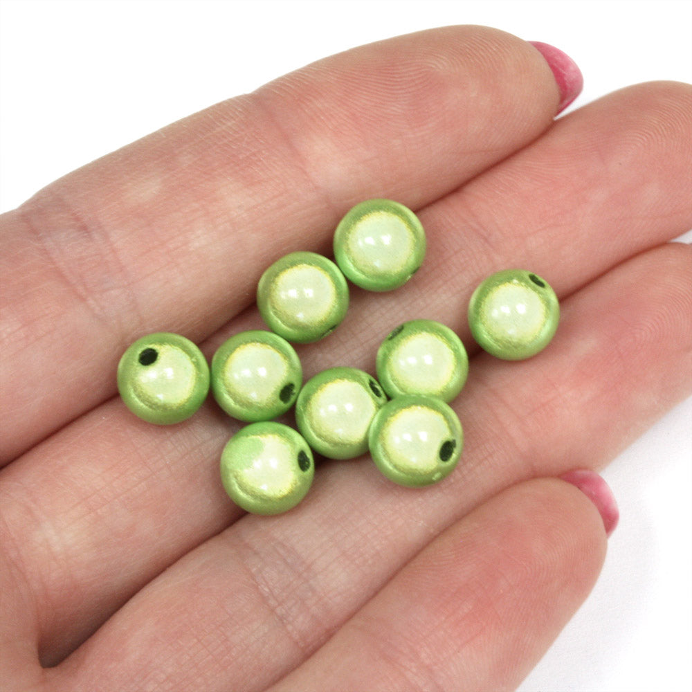 Miracle Bead Light Green Plastic Round 8mm - Pack of 100