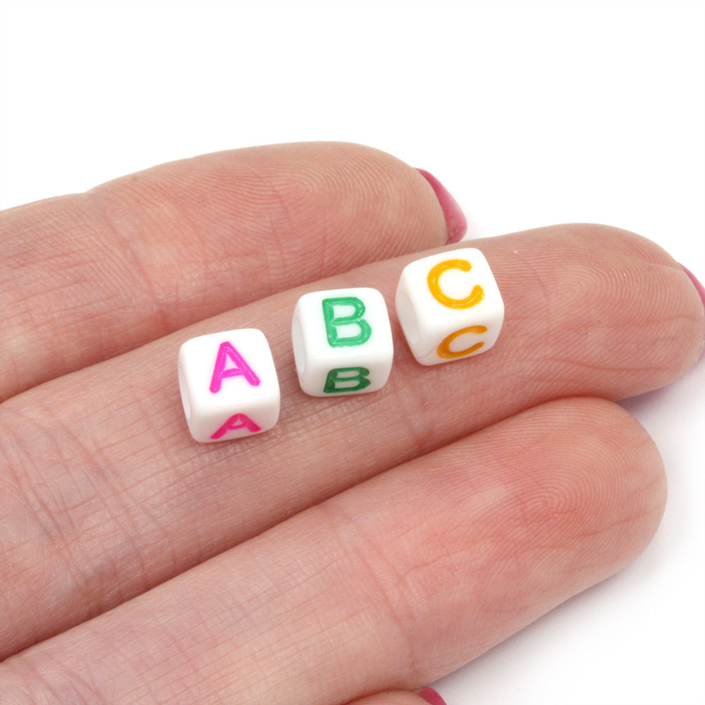 Coloured Letters on White Cube 6mm - Pack of 200