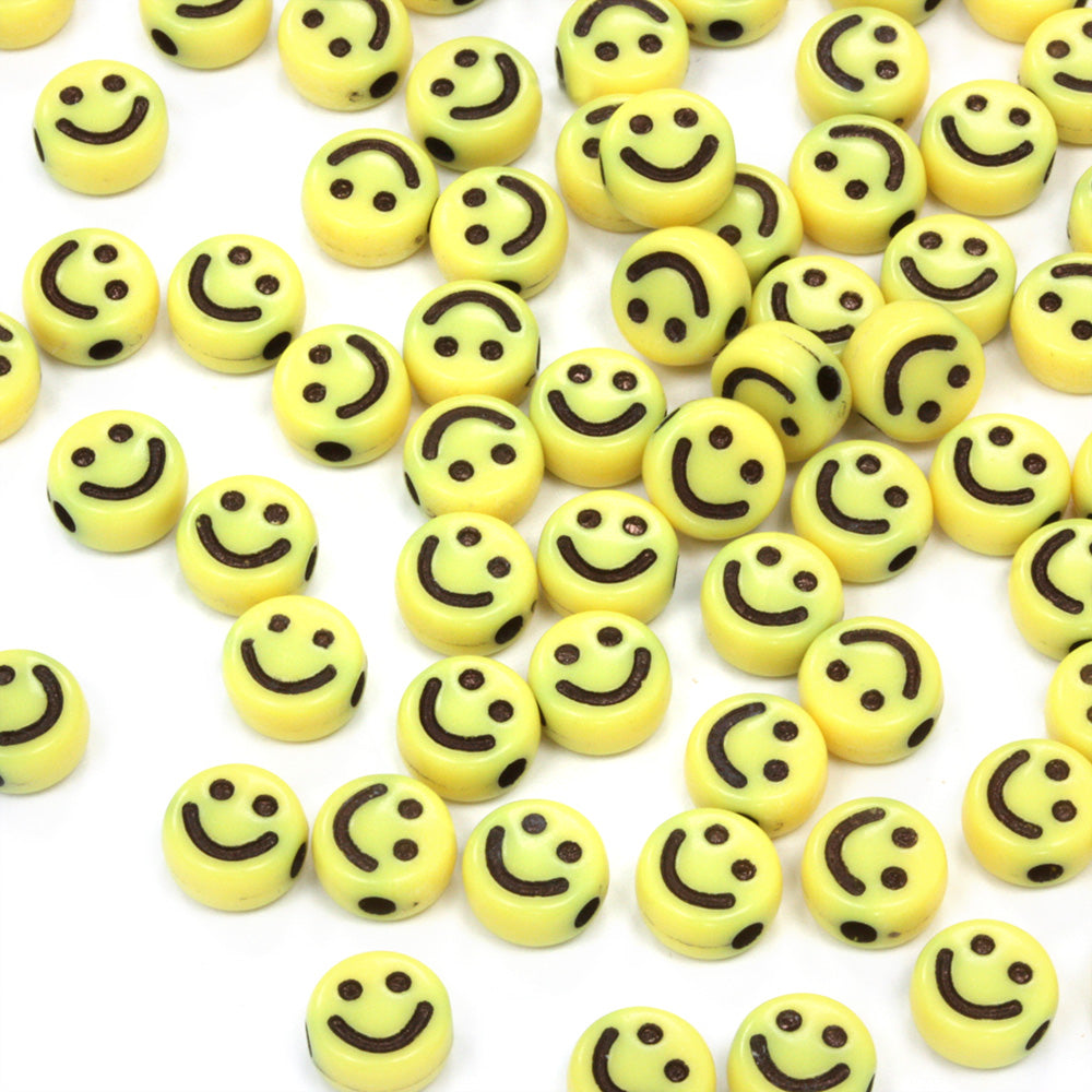 Coloured Smiley Faces 4x7mm Yellow - Pack of 200