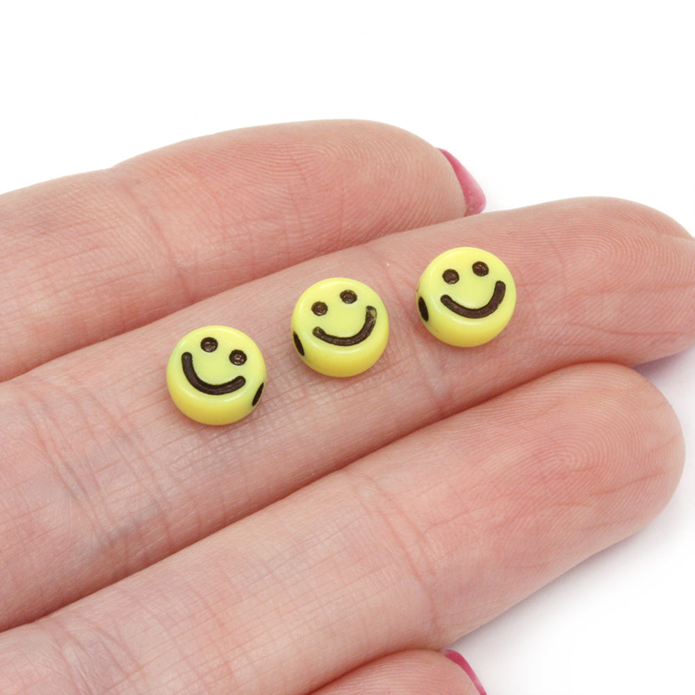 Coloured Smiley Faces 4x7mm Yellow - Pack of 200