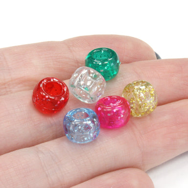 kids plastic glitter mix coloured  pony beads with large holes