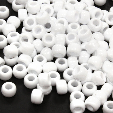 white plastic pony beads