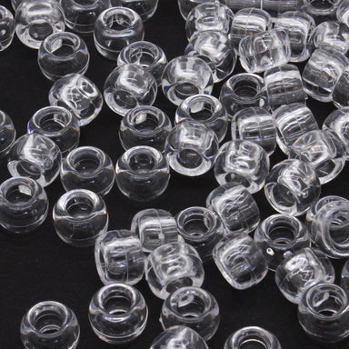 kids plastic transparent clear coloured  pony beads with large holes