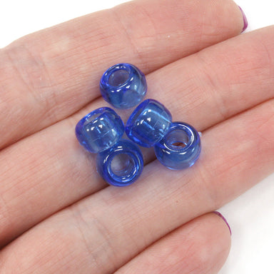 kids plastic transparent blue coloured  pony beads with large holes