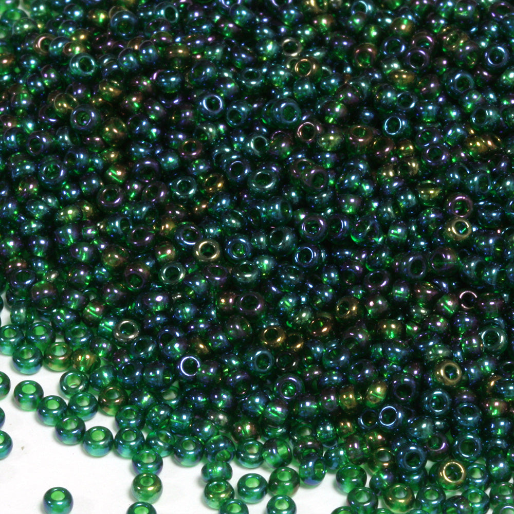 Rainbow Czech Emerald Glass Rocaille/Seed 11/0-Pack of 5g