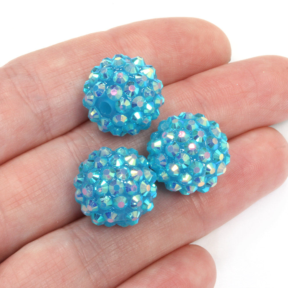 Resin Shamballa 14x16mm Turquoise AB - Pack of 10