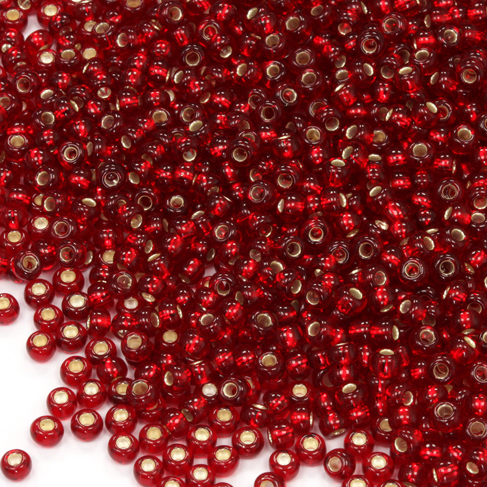 Burgundy  8/0 Silver Lined Glass Rocaille/Seed - Pack of 100g