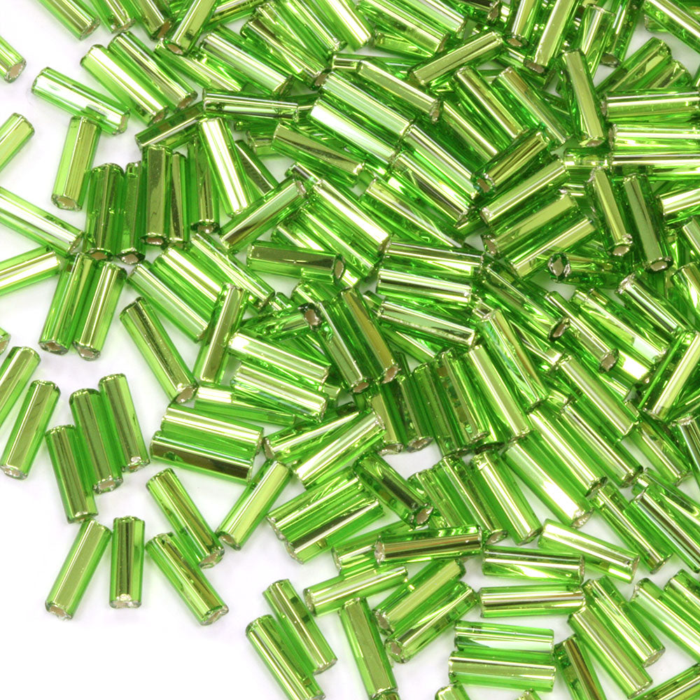 Lime Green 6.6mm Bugle Silver Lined - Pack of 5g