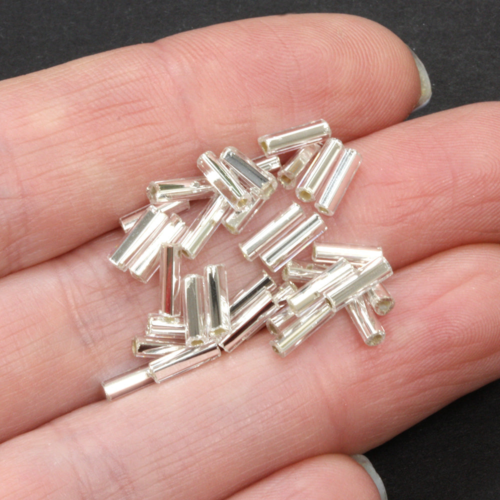 Silver 6.6mm Bugle Silver Lined - Pack of 50g