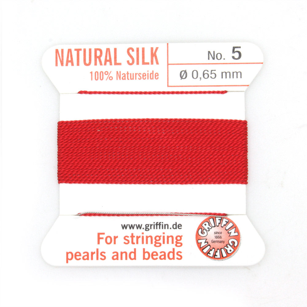 Red Silk Thread 0.65mm x 2m - Pack of 1