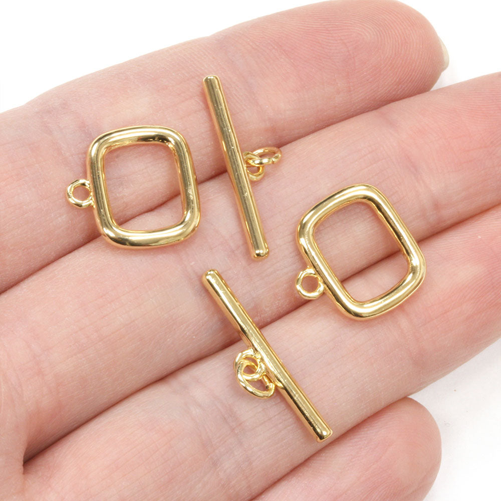Soft Rectangle Toggle Gold Plated 14x11.5mm - Pack of 2
